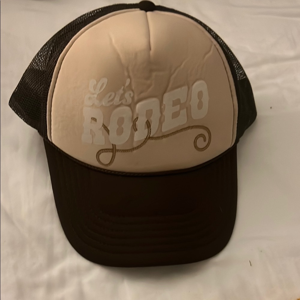 Black and Cream 'Let's Rodeo' Trucker Hat